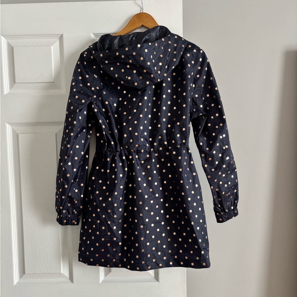 Joules Navy and Rose Gold Polka Dot Raincoat - Picture 2 of 10